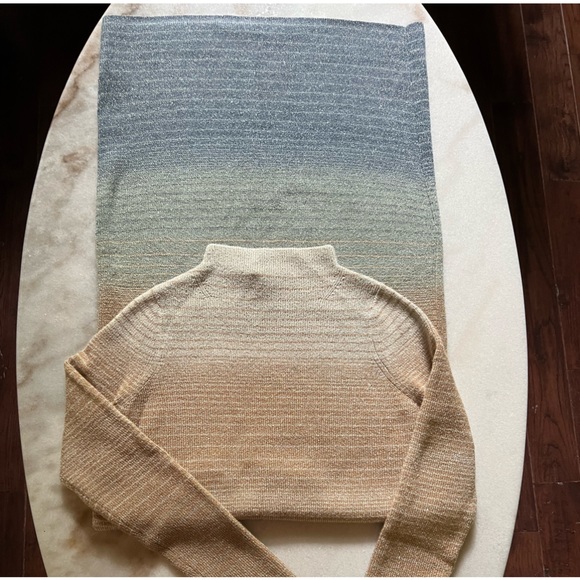 New Ann Taylor Ombre Almond Aqua Lurex Sweater Dress Sz PS - Picture 8 of 16